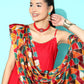 InWeave Women's Red Gota Strappy Set With Multi Foil Muslin Dupatta - Swadesiicart