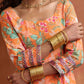 trueBrowns Orange Print Flared Anarkali Kurta Set | Swadesiicart