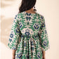 trueBrowns Green Cotton Ikat Flared Kurta Pant Set | Swadesiicart