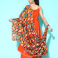 InWeave Women's Orange Red Gota Strappy Set With Multi Foil Muslin Dupatta - Swadesiicart