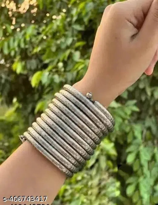 Tehzeeb Creations Women's Silver Colour Viral Spiral Bangle For Girl And Women - Swadesiicart
