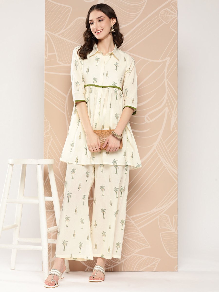 Ahalyaa Printed Cotton Tunic with Palazzos | Swadesiicart