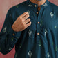 trueBrowns Men's Blue Ikat Print Mandarin Collar Kurta Co-ord set - Swadesiicart