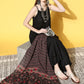 InWeave Women's Strappy Set With Black Pink Ethnic Print Cotton Dupatta - Swadesiicart