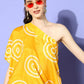 InWeave Women's Yellow Bandhani Motif One Shoulder Palazzo Set - Swadesiicart