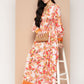 Ahalyaa Floral Printed Tie-Ups Crepe Empire Ethnic Dress | Swadesiicart