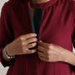 trueBrowns Maroon Placket Kurta Pant Set | Swadesiicart