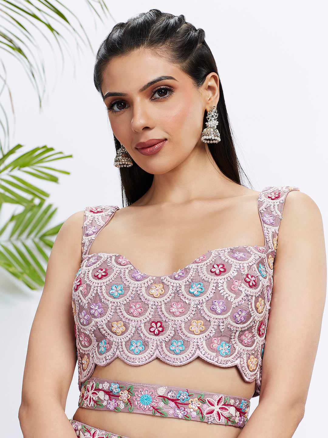 House of Panchhi Lavender Georgette Sequins And Thread Embroidery Lehenga Choli & Dupatta | Swadesiicart
