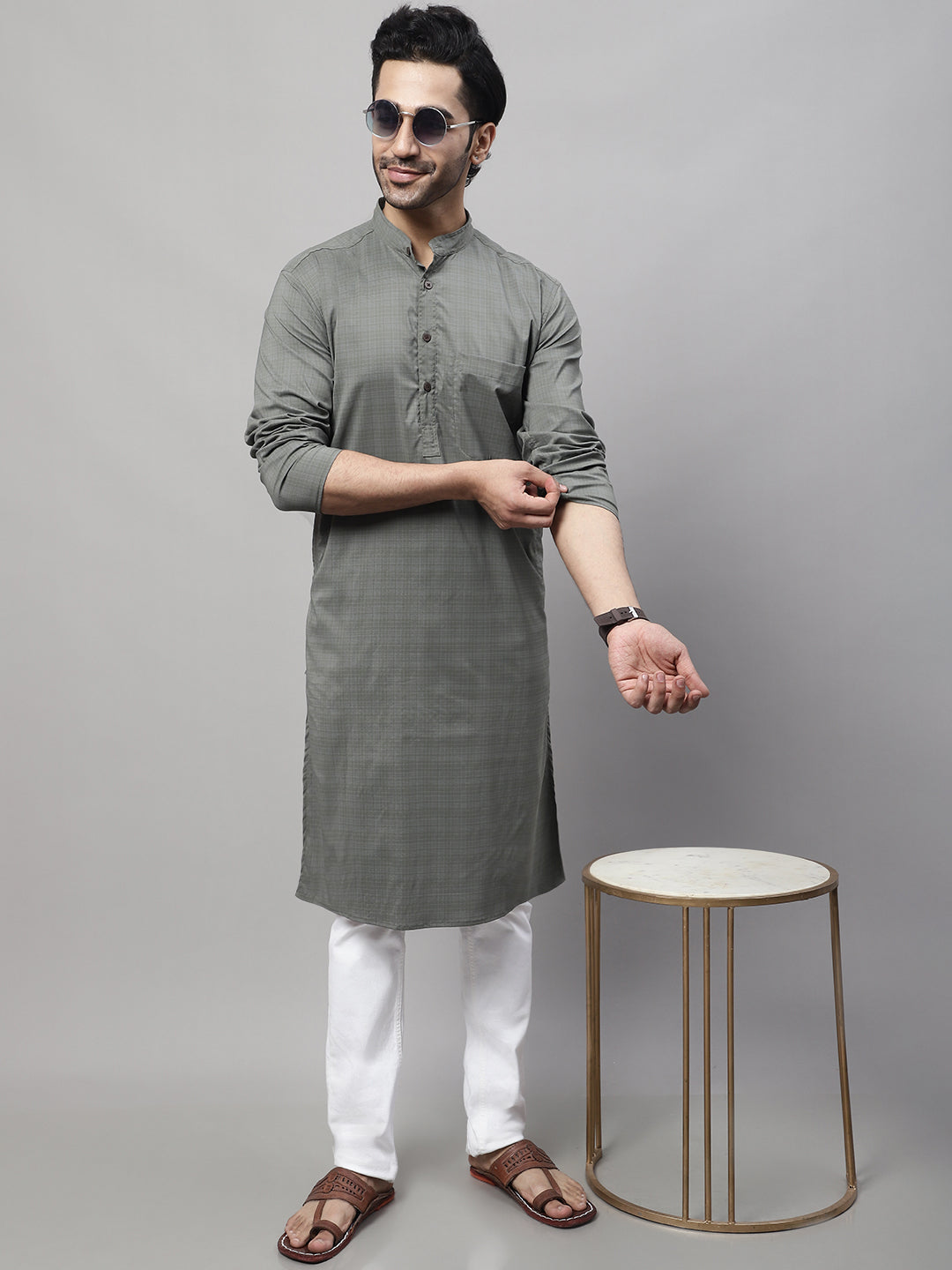 Even Apparels Multi Pure Cotton Kurta With Band Collar | Swadesiicart