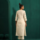 trueBrowns Ivory Rhombus Cotton Angrakha Kurta Pant Set | Swadesiicart