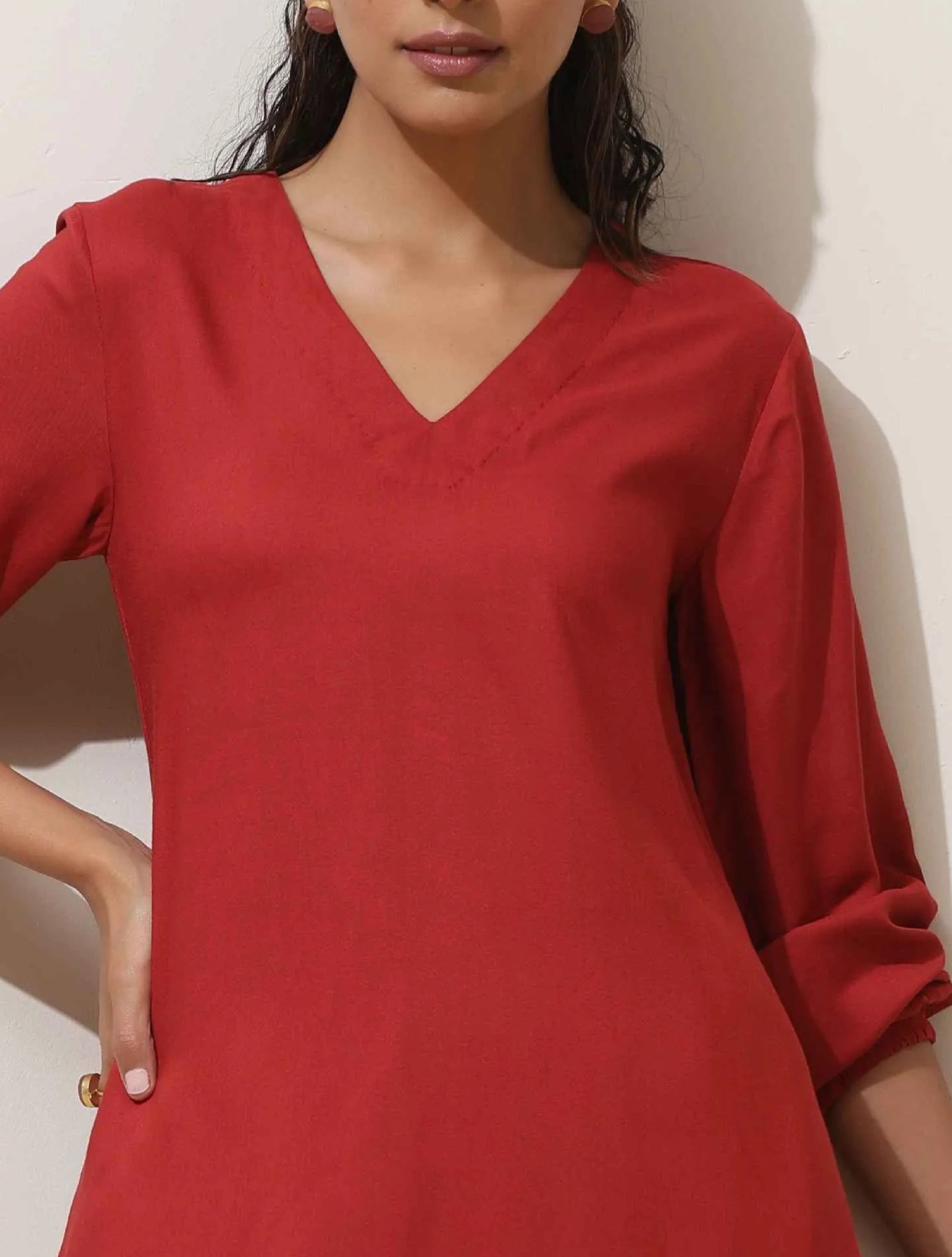 trueBrowns Maroon Viscose Co-ord Set - Swadesiicart