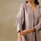 trueBrowns Grey Textured Silk Neck Pleat Co-Ord Set - Swadesiicart