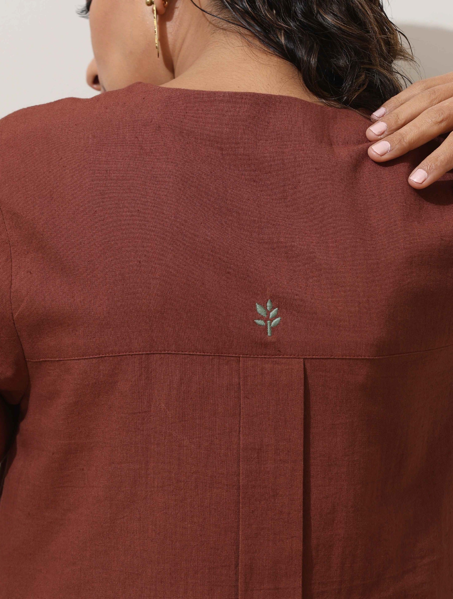 trueBrowns Brown Cotton Linen Kurta Pant Set | Swadesiicart