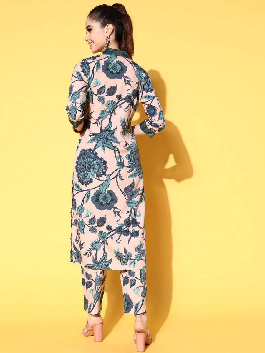 Ahalyaa Women Floral Printed Kurta with Trousers | Swadesiicart