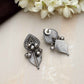 trueBrowns Silver Tone Leaf Stud Earrings - Swadesiicart