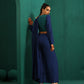 trueBrowns Teal Silk Full Sleeve Blouse | Swadesiicart