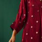 trueBrowns Maroon Diamond Viscose Silk Puff Sleeve Kurta Pant Set | Swadesiicart