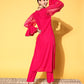 InWeave Women's Fuschia Organza Sleeve Gota Work Kurta Set - Swadesiicart