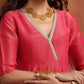 trueBrowns Hot Pink Tissue Flared Anarkali Kurta Set | Swadesiicart