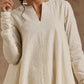 trueBrowns Ivory Gold Cotton Flared Co-Ord Set - Swadesiicart