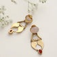 trueBrowns Brass Pink Stone Paisley Earrings - Swadesiicart