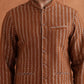 trueBrowns Men's Brown Cotton Dobby Long Jacket | Swadesiicart