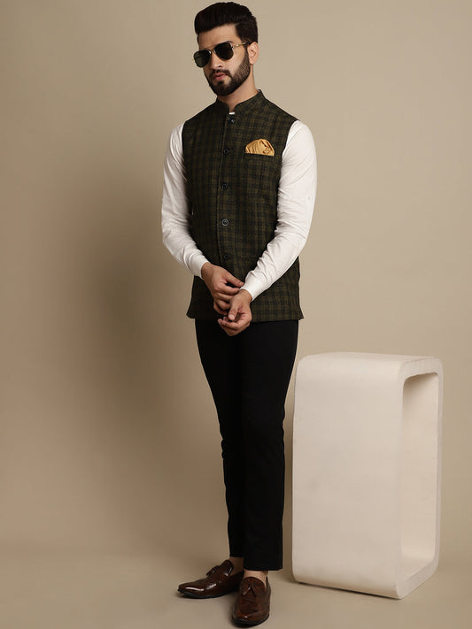 Even Apparels Men's Multi Mandarin Collar Waistcoat | Swadesiicart