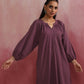 trueBrowns Light Purple Cotton Dobby Dress | Swadesiicart