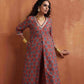 trueBrowns Rust Ajrak Print Slit Kurta Set | Swadesiicart