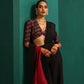 trueBrowns Black Muslin Silk Diamond Printed Deep V-Neck Blouse | Swadesiicart