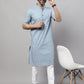 Even Apparels Blue Pure Cotton Kurta With Band Collar | Swadesiicart