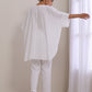 trueBrowns White Dobby Boxy Fit High Low Co-Ord Set - Swadesiicart
