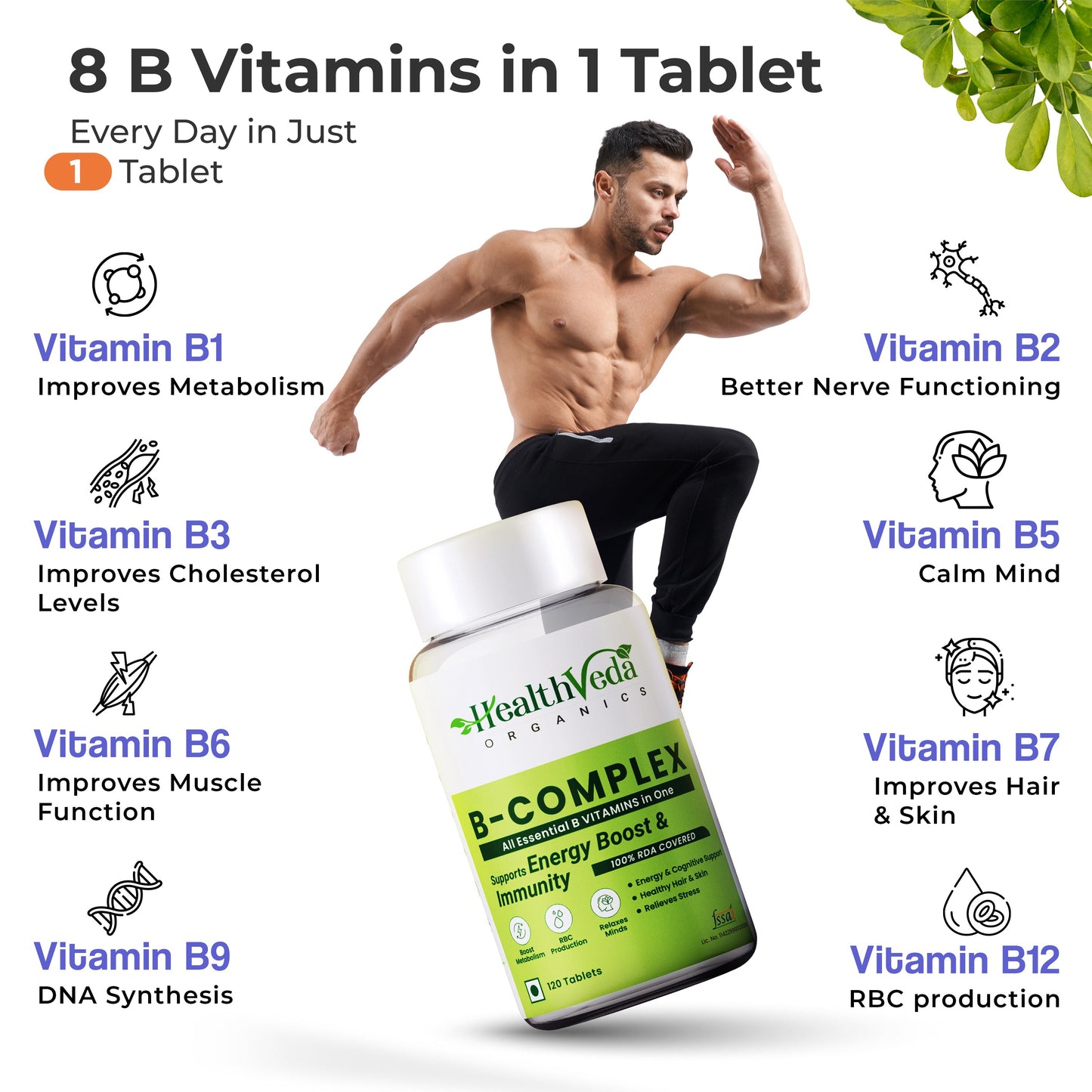 Health Veda Organics Plant Based B-Complex Tablets - Swadesiicart
