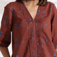 trueBrowns Brown Cotton Print pleated Dress | Swadesiicart