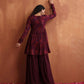 trueBrowns Purple Floral Print Sharara Set | Swadesiicart