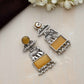 trueBrowns Silver Tone Yellow Stone Earrings - Swadesiicart