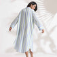 trueBrowns White Cotton Multi Stripe Shirt Dress | Swadesiicart