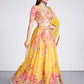 House of Panchhi Yellow Colour Organza Floral Design Digital Print Lehenga Choli & Dupatta | Swadesiicart