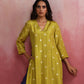 trueBrowns Lime Viscose Silk Kurta Set | Swadesiicart