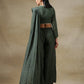 trueBrowns Dark Green Bandhani Printed Silk Palazzo Stitched Saree | Swadesiicart
