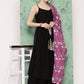 InWeave Women's Black Strappy Set W Magenta Camelia Cr Dupatta - Swadesiicart