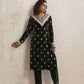 trueBrowns Green Velvet Floral Embroidered Kurta Pant Dupatta Set | Swadesiicart