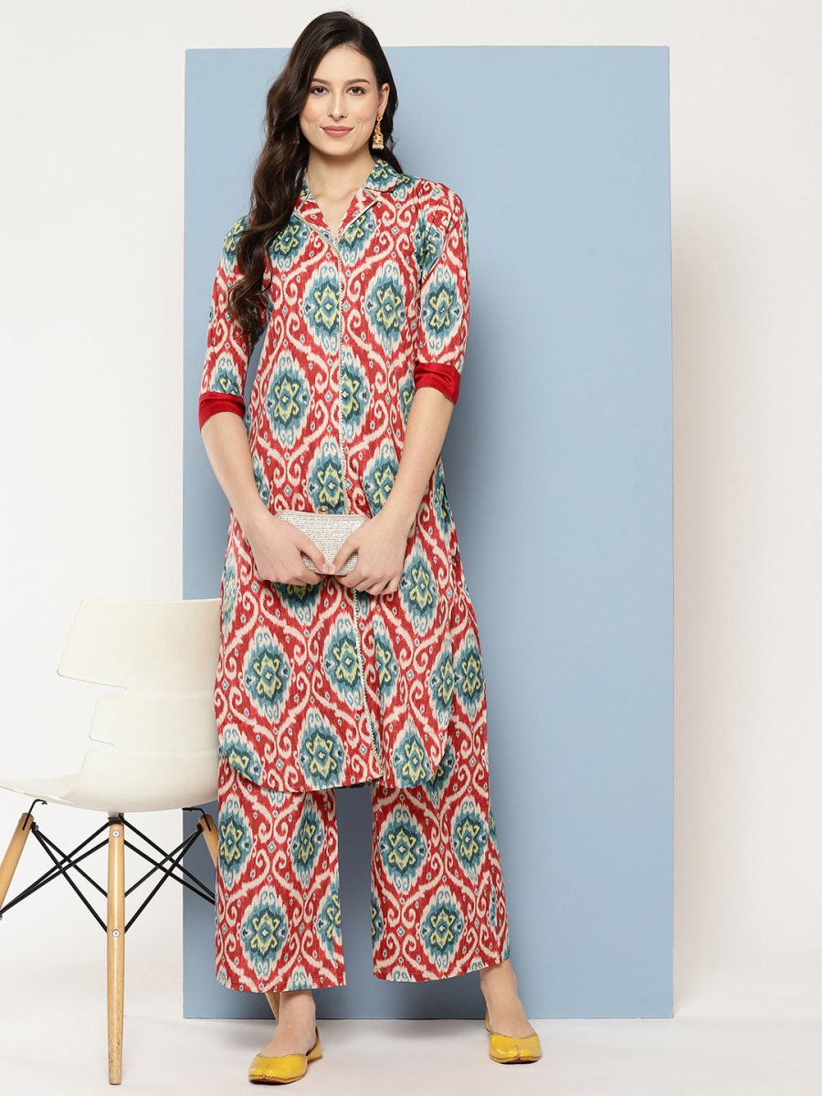 Ahalyaa Women Ethnic Motifs Printed Regular Gotta Patti Kurta with Palazzos | Swadesiicart