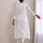 trueBrowns White Dobby Angrakha Kurta Pant Set | Swadesiicart