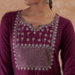 InWeave Women's Burgundy Emb Assymetrical Kurta Pant Set - Swadesiicart