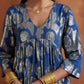 trueBrowns Blue Metallic Flared Anarkali Kurta Set | Swadesiicart