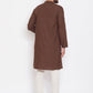 Even Apparels Brown Solid Kurta With Band Collar | Swadesiicart