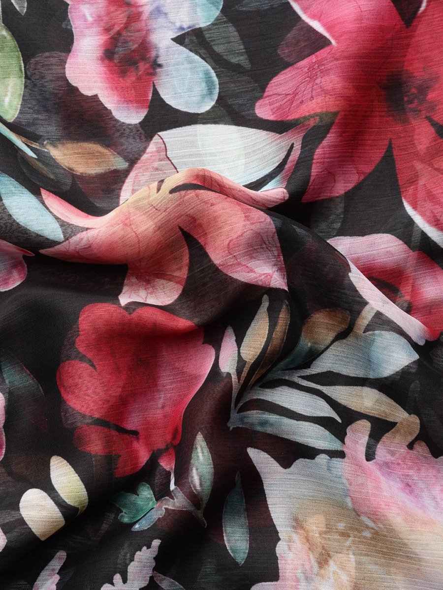 Ahalyaa Floral Poly Chiffon Saree | Swadesiicart