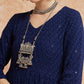 InWeave Women's Royal Blue Chikankari Long Anarkali Kurta Sharara Set - Swadesiicart