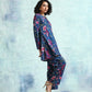 trueBrowns Blue Printed Velvet Co-Ord Set - Swadesiicart